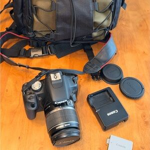Canon Rebel T1i EOS 500D Digital Camera DSLR with 18-55mm Lens Charger Strap